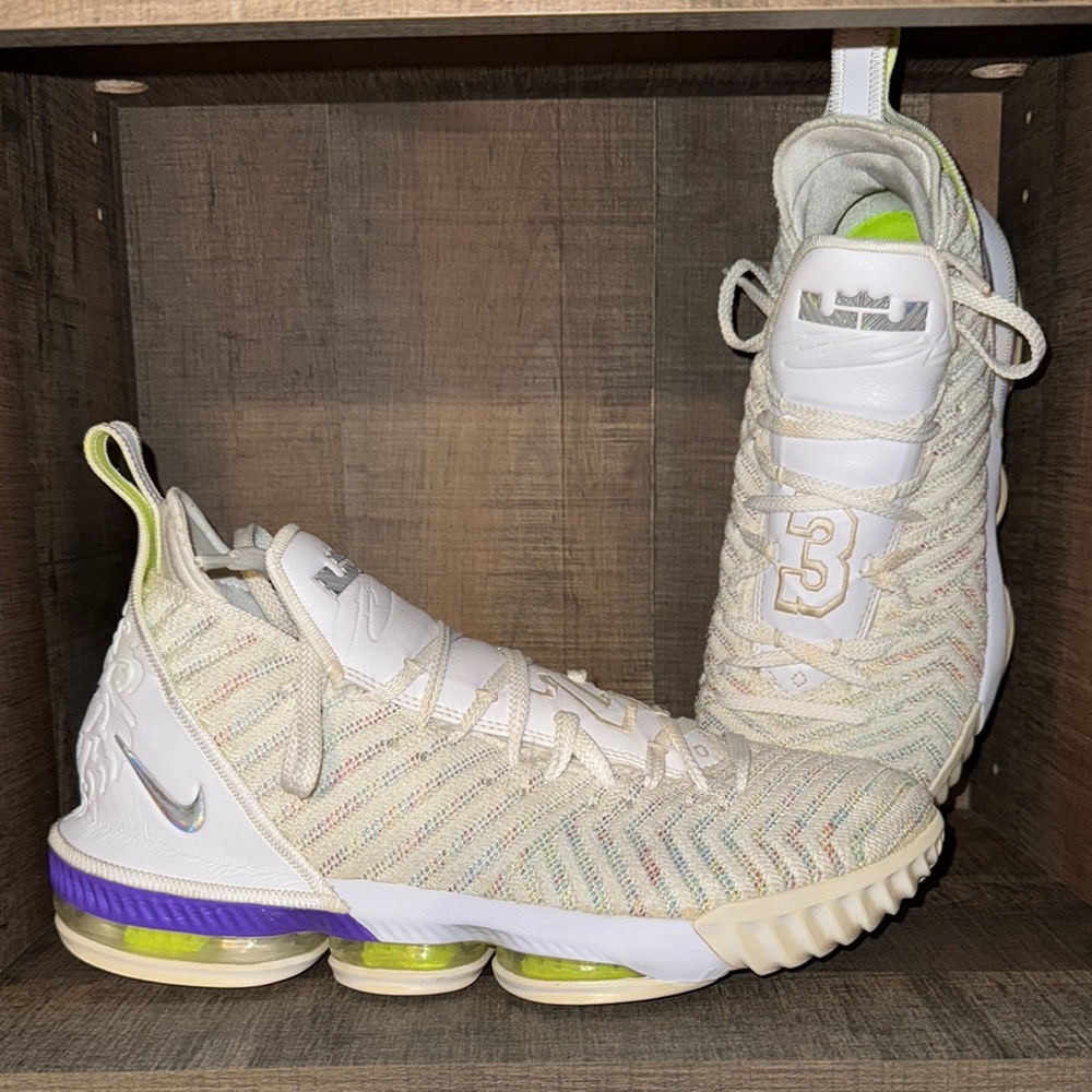 Nike LeBron 16 Cream and Purple Sneakers- size 11